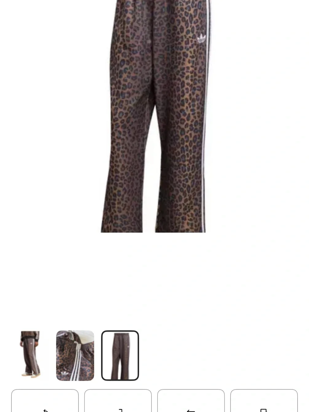 adidas Brown Leopard Print Track Pants with White Stripes - Picture 3 of 3